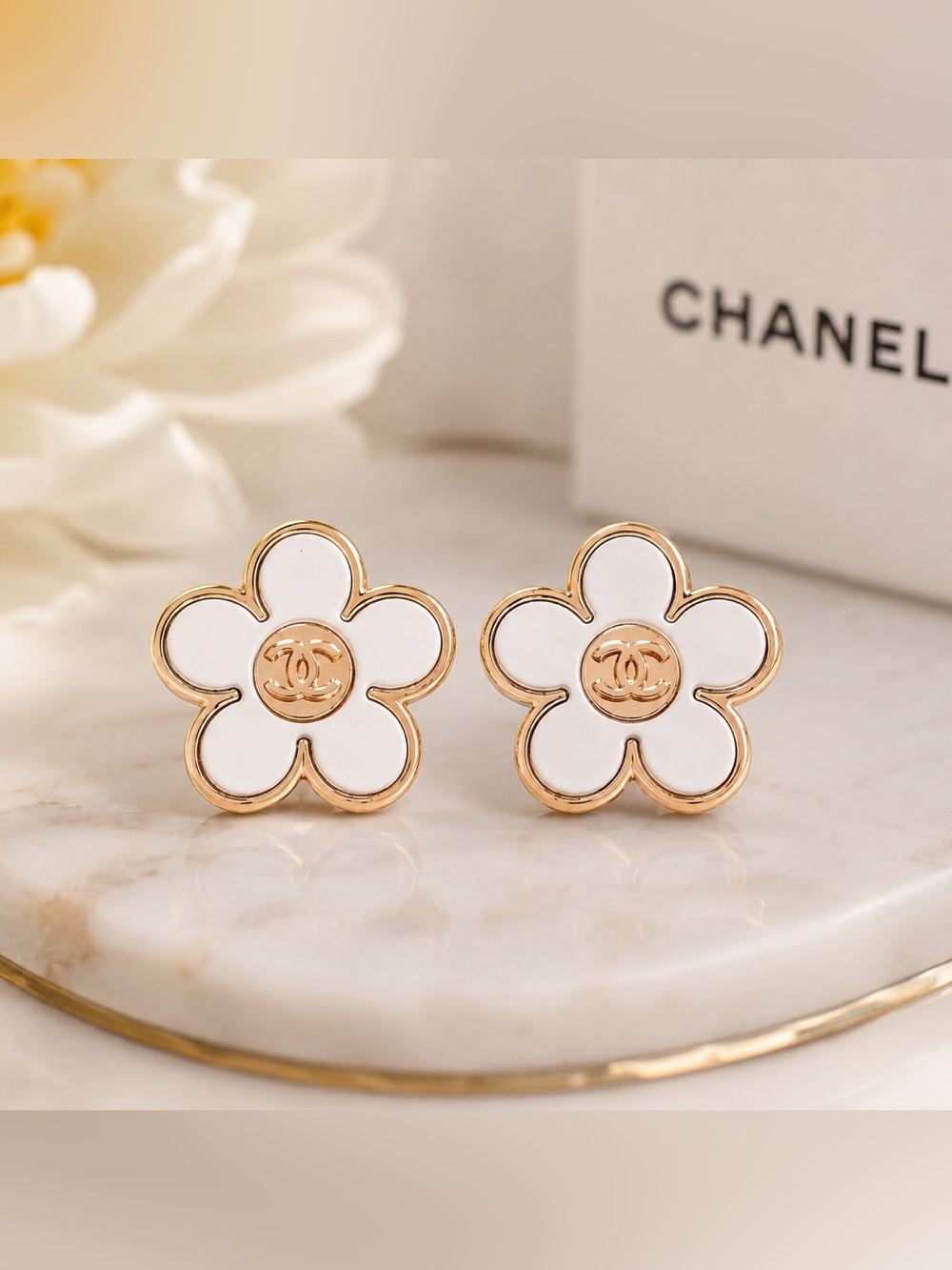 CHANEL GOLD FLOWER EARRINGS